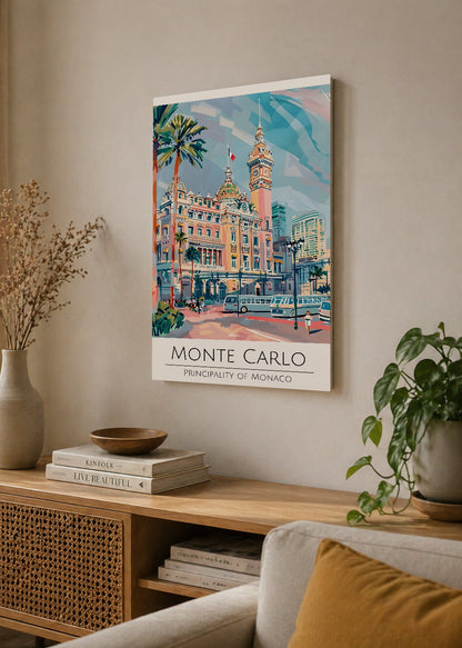 Cuadro Decorativo Mural Sin Marco 5mm - Travel, Montecarlo, Mónaco, Ilustración Ciudad