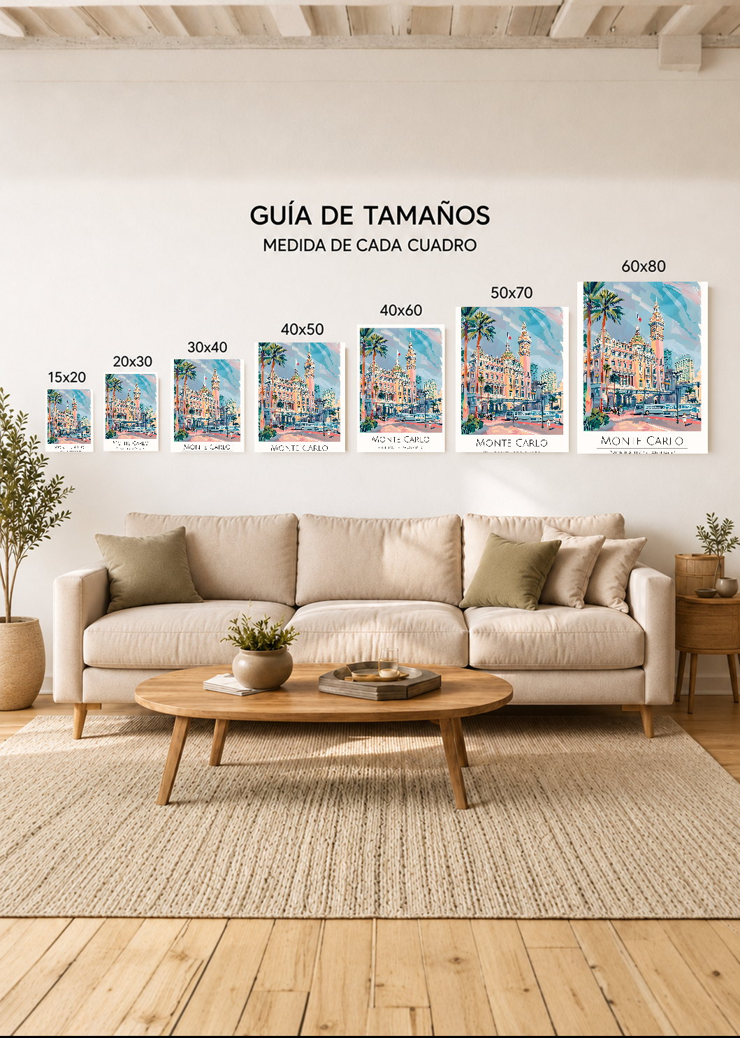 Cuadro Decorativo Mural Sin Marco 5mm - Travel, Montecarlo, Mónaco, Ilustración Ciudad