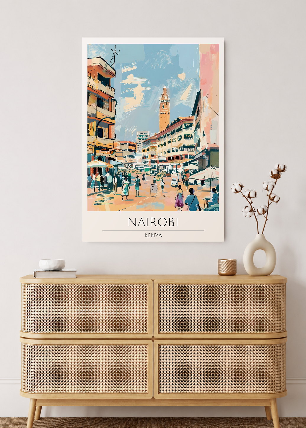 Cuadro Decorativo Mural Sin Marco 5mm - Travel, Nairobi, Kenia, Ilustración Ciudad