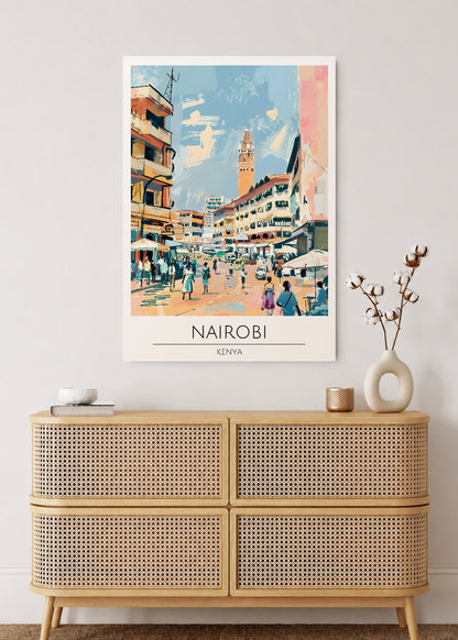 Cuadro Decorativo Mural Sin Marco 5mm - Travel, Nairobi, Kenia, Ilustración Ciudad