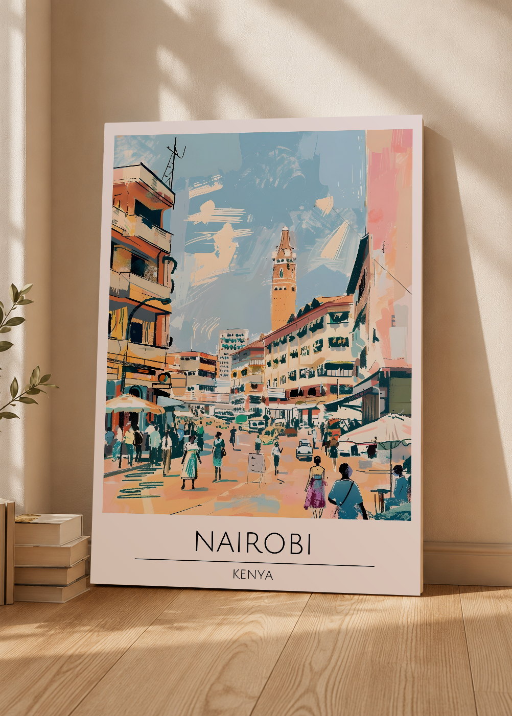 Cuadro Decorativo Mural Sin Marco 5mm - Travel, Nairobi, Kenia, Ilustración Ciudad