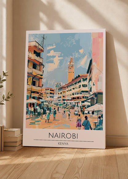 Cuadro Decorativo Mural Sin Marco 5mm - Travel, Nairobi, Kenia, Ilustración Ciudad
