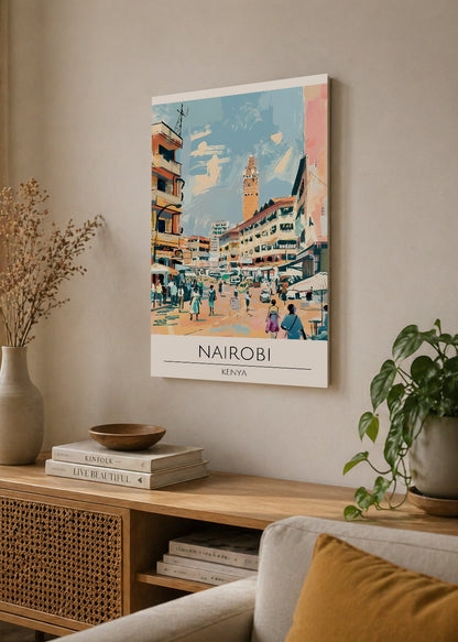 Cuadro Decorativo Mural Sin Marco 5mm - Travel, Nairobi, Kenia, Ilustración Ciudad