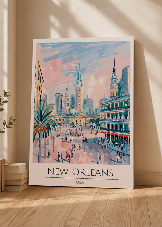 Cuadro Decorativo Mural Sin Marco 5mm - Travel, Nueva Orleans, USA, Ilustración Ciudad