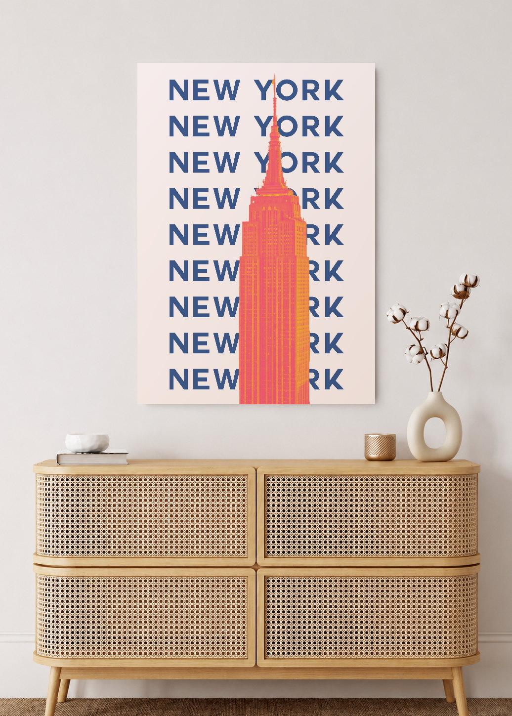 Cuadro Decorativo Mural Sin Marco 5mm - Travel, Nueva York Empire State, USA, Naranja