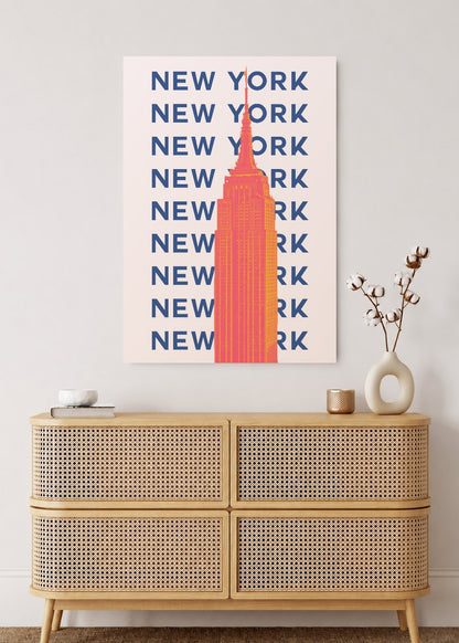 Cuadro Decorativo Mural Sin Marco 5mm - Travel, Nueva York Empire State, USA, Naranja