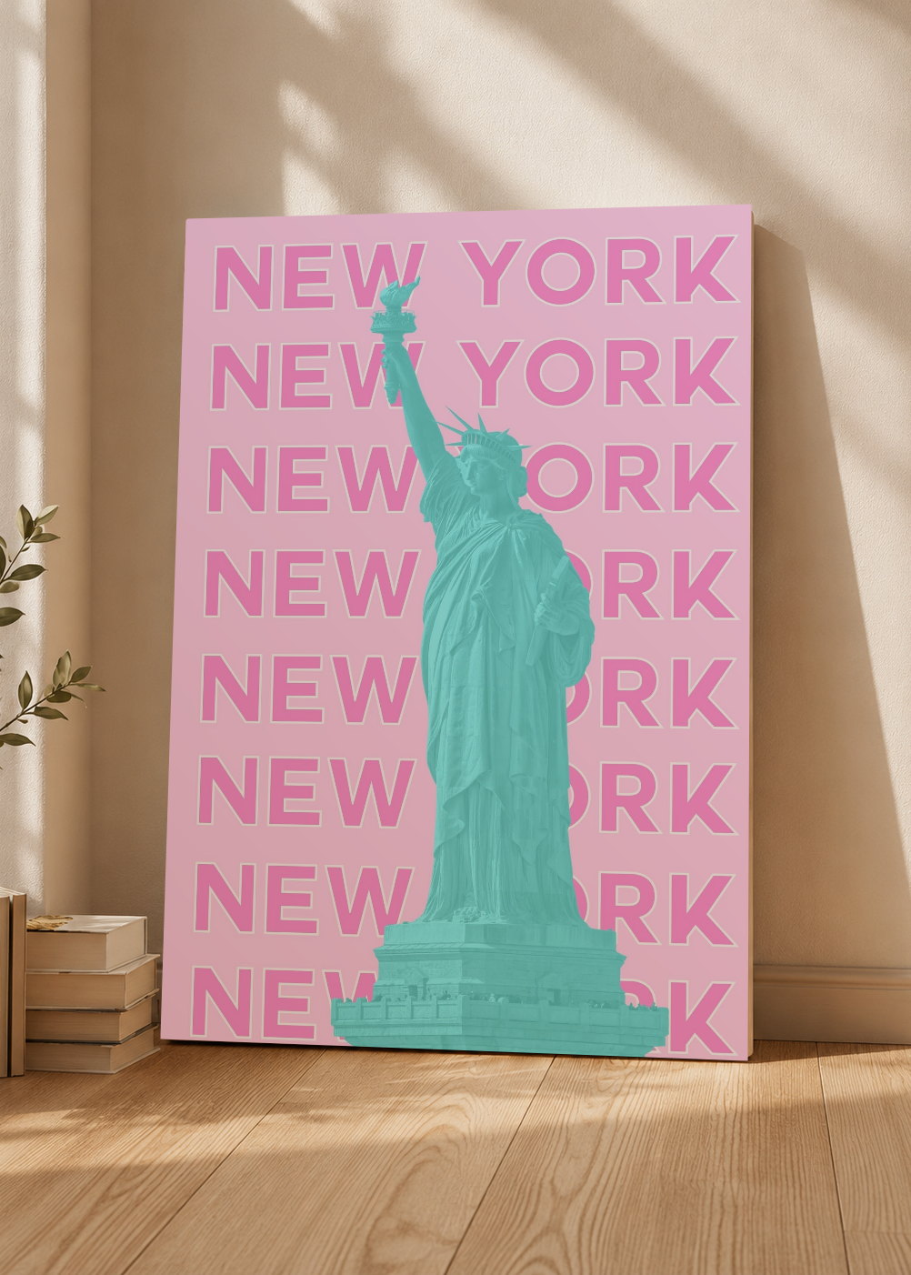 Cuadro Decorativo Mural Sin Marco 5mm - Travel, Nueva York Estatua Libertad, USA, Rosa