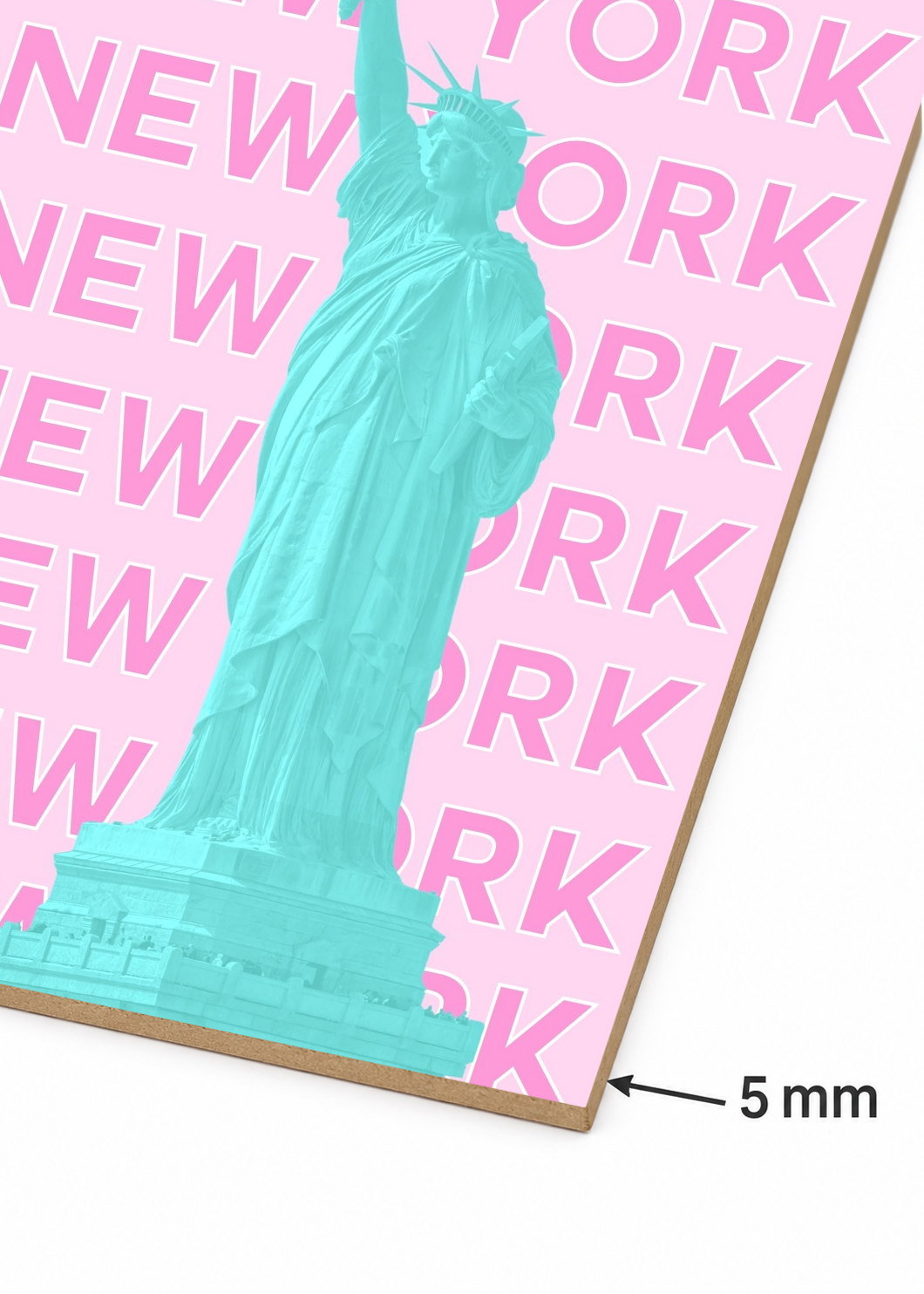 Cuadro Decorativo Mural Sin Marco 5mm - Travel, Nueva York Estatua Libertad, USA, Rosa