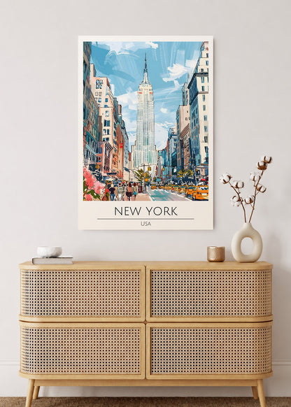 Cuadro Decorativo Mural Sin Marco 5mm - Travel, Nueva York, USA, Ilustración Flatiron