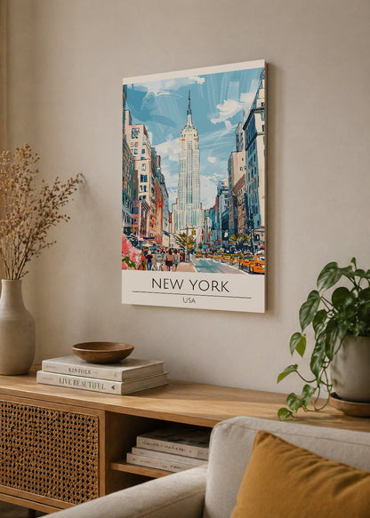 Cuadro Decorativo Mural Sin Marco 5mm - Travel, Nueva York, USA, Ilustración Flatiron
