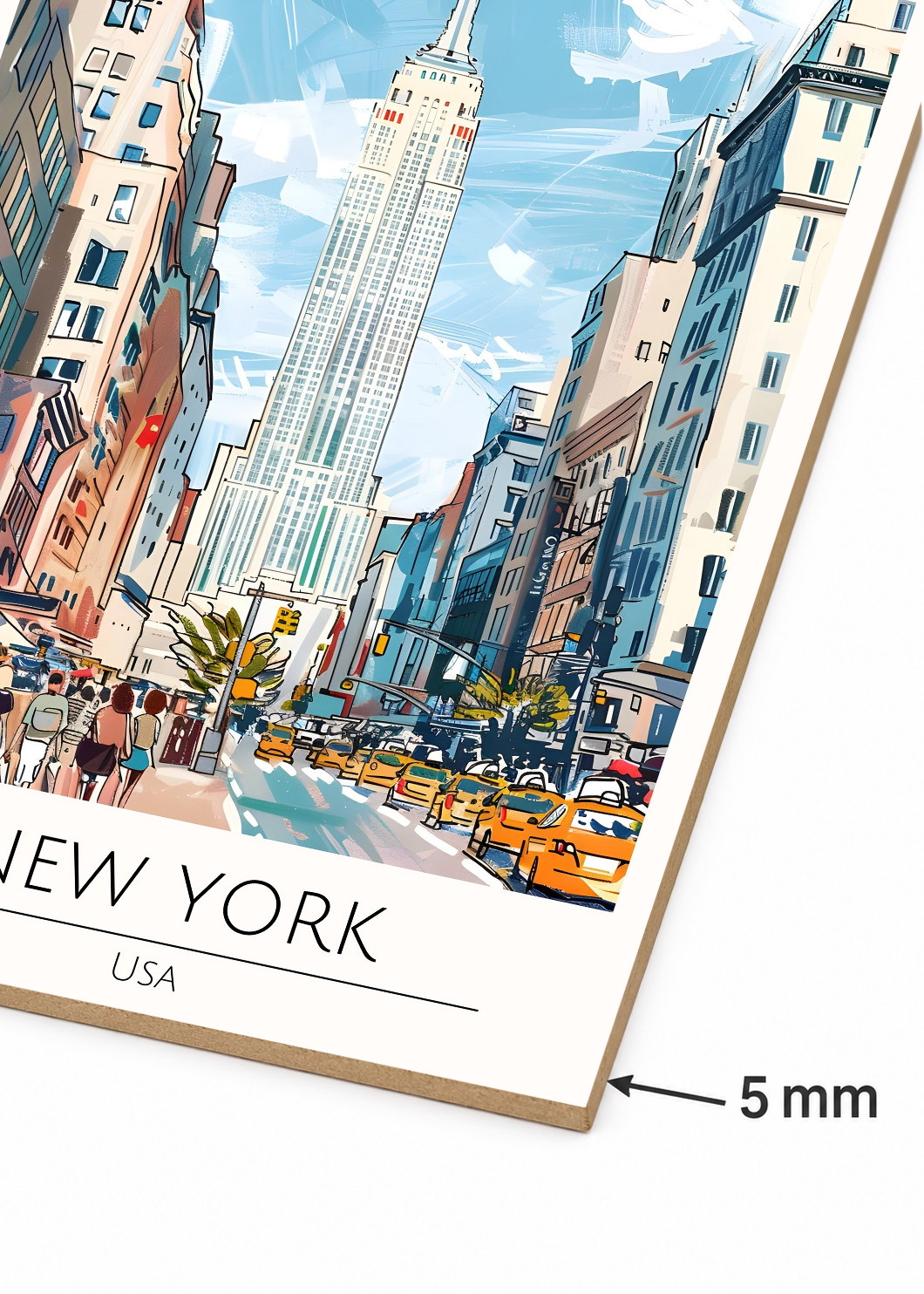Cuadro Decorativo Mural Sin Marco 5mm - Travel, Nueva York, USA, Ilustración Flatiron