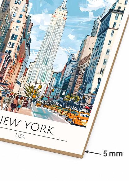 Cuadro Decorativo Mural Sin Marco 5mm - Travel, Nueva York, USA, Ilustración Flatiron