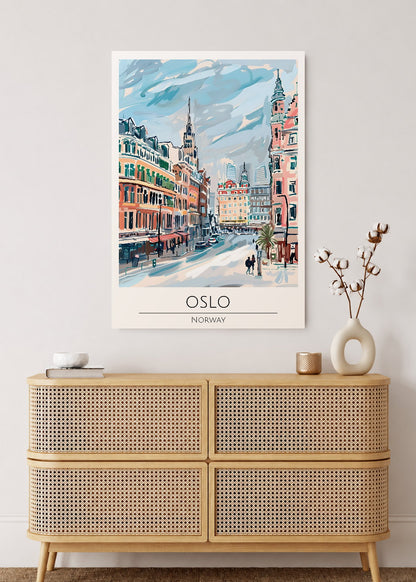 Cuadro Decorativo Mural Sin Marco 5mm - Travel, Oslo, Noruega, Ilustración Ciudad