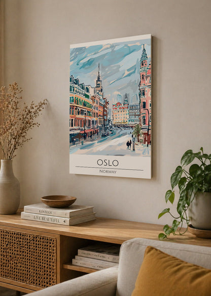 Cuadro Decorativo Mural Sin Marco 5mm - Travel, Oslo, Noruega, Ilustración Ciudad