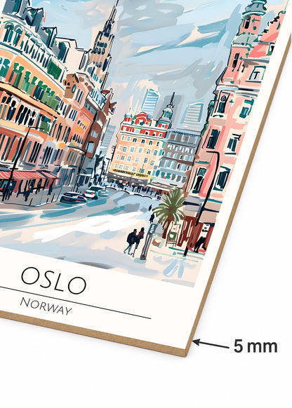 Cuadro Decorativo Mural Sin Marco 5mm - Travel, Oslo, Noruega, Ilustración Ciudad