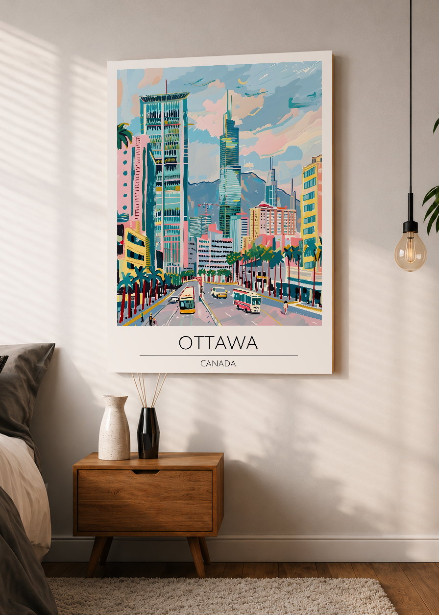 Cuadro Decorativo Mural Sin Marco 5mm - Travel, Ottawa, Canada, Ilustración Ciudad