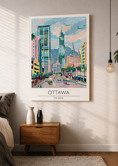 Cuadro Decorativo Mural Sin Marco 5mm - Travel, Ottawa, Canada, Ilustración Ciudad
