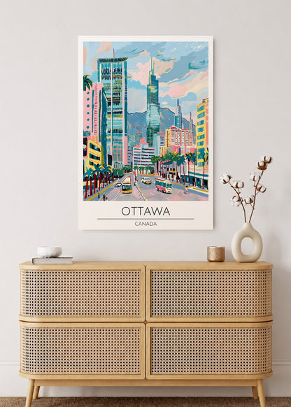 Cuadro Decorativo Mural Sin Marco 5mm - Travel, Ottawa, Canada, Ilustración Ciudad