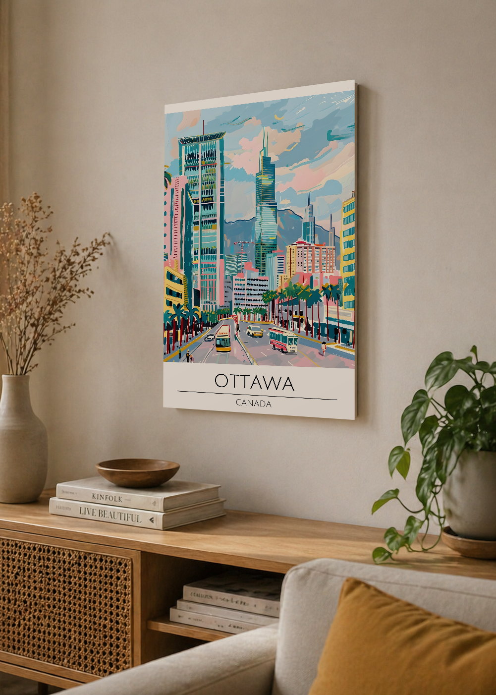 Cuadro Decorativo Mural Sin Marco 5mm - Travel, Ottawa, Canada, Ilustración Ciudad