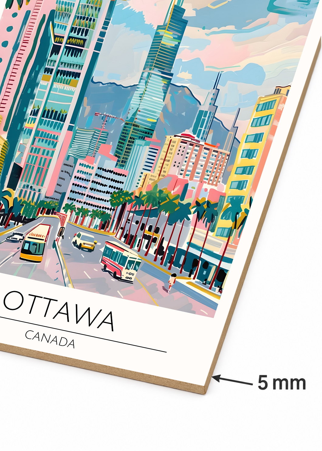 Cuadro Decorativo Mural Sin Marco 5mm - Travel, Ottawa, Canada, Ilustración Ciudad