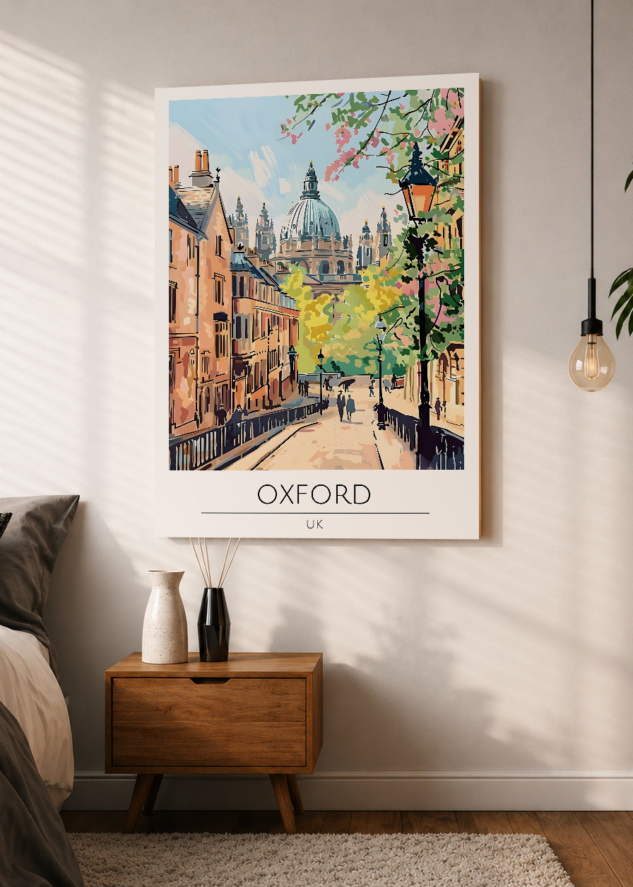 Cuadro Decorativo Mural Sin Marco 5mm - Travel, Oxford, UK, Ilustración Calle