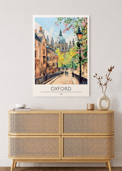 Cuadro Decorativo Mural Sin Marco 5mm - Travel, Oxford, UK, Ilustración Calle