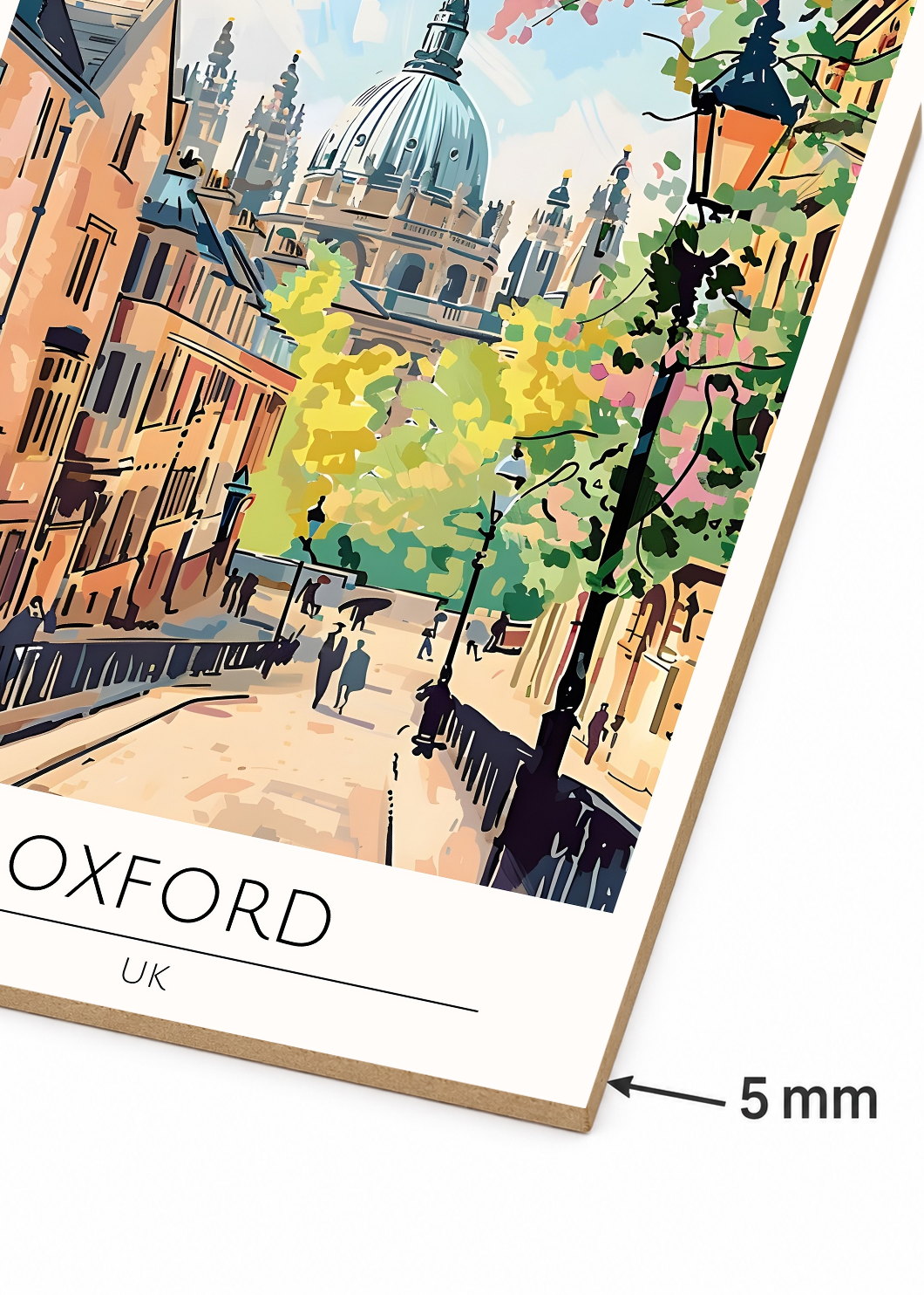Cuadro Decorativo Mural Sin Marco 5mm - Travel, Oxford, UK, Ilustración Calle