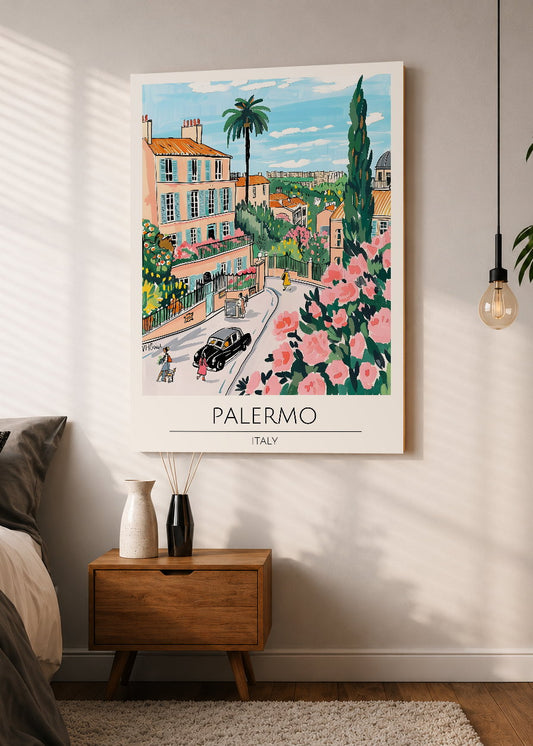 Cuadro Decorativo Mural Sin Marco 5mm - Travel, Palermo, Italia, Ilustración Ciudad