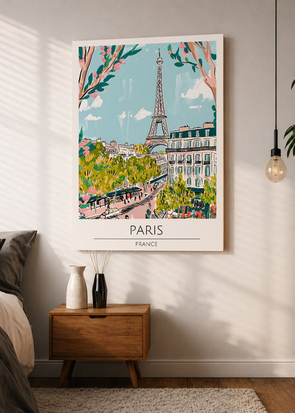 Cuadro Decorativo Mural Sin Marco 5mm - Travel, París, Francia, Ilustración Torre Eiffel