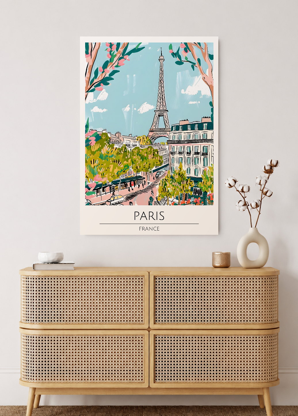 Cuadro Decorativo Mural Sin Marco 5mm - Travel, París, Francia, Ilustración Torre Eiffel