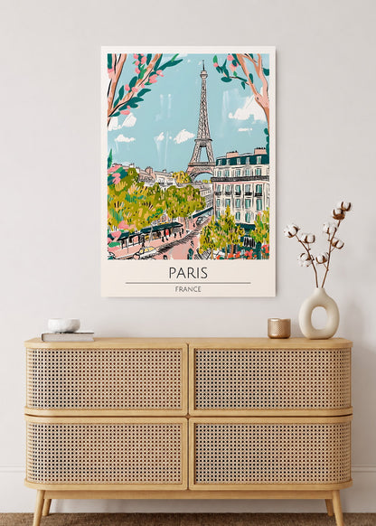 Cuadro Decorativo Mural Sin Marco 5mm - Travel, París, Francia, Ilustración Torre Eiffel