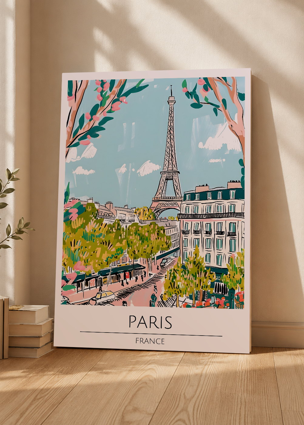 Cuadro Decorativo Mural Sin Marco 5mm - Travel, París, Francia, Ilustración Torre Eiffel