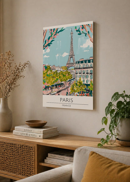 Cuadro Decorativo Mural Sin Marco 5mm - Travel, París, Francia, Ilustración Torre Eiffel