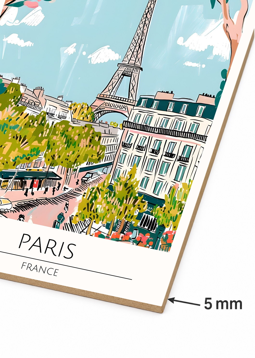 Cuadro Decorativo Mural Sin Marco 5mm - Travel, París, Francia, Ilustración Torre Eiffel