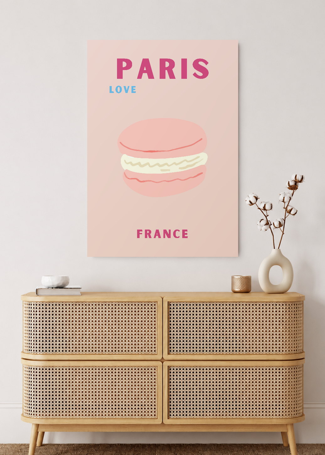 Cuadro Decorativo Mural Sin Marco 5mm - Travel, París, Francia, Macaron Rosa