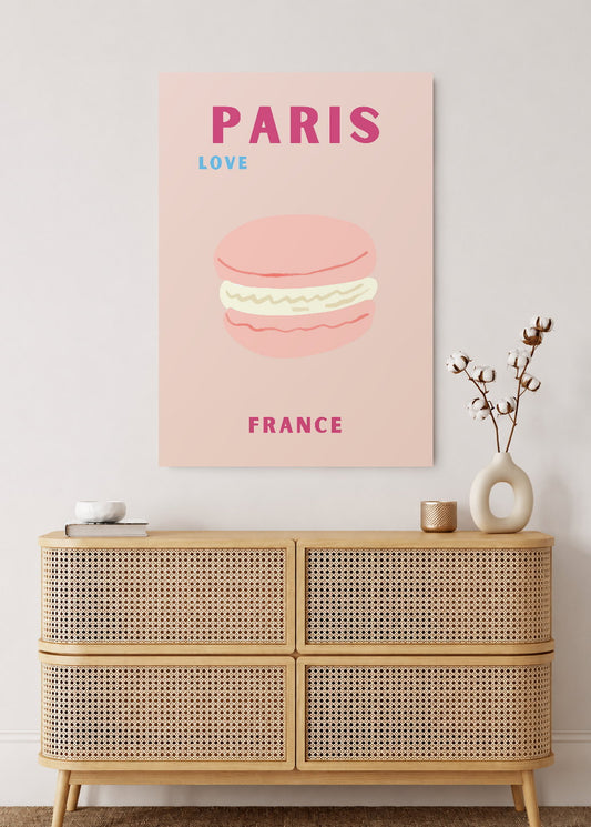 Cuadro Decorativo Mural Sin Marco 5mm - Travel, París, Francia, Macaron Rosa
