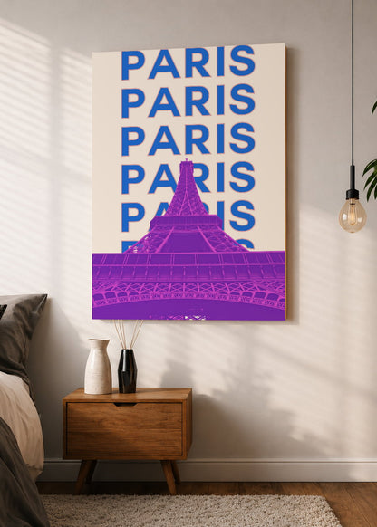 Cuadro Decorativo Mural Sin Marco 5mm - Travel, París Torre Eiffel, Francia, Violeta