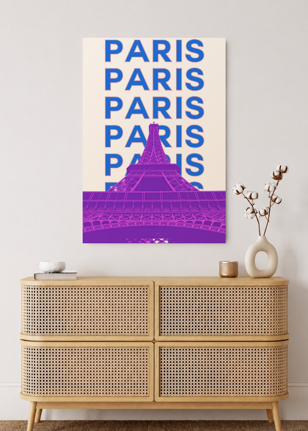 Cuadro Decorativo Mural Sin Marco 5mm - Travel, París Torre Eiffel, Francia, Violeta
