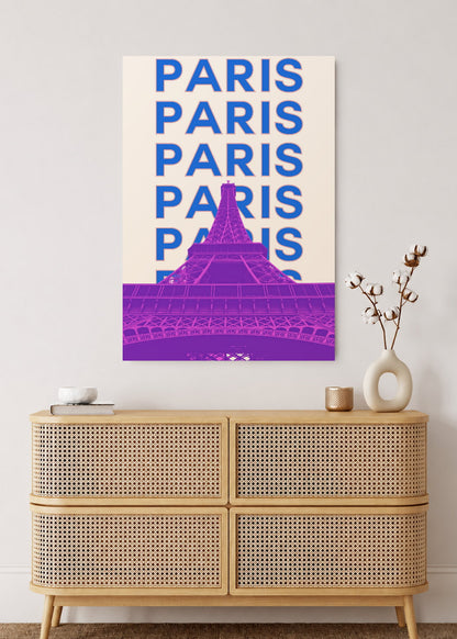 Cuadro Decorativo Mural Sin Marco 5mm - Travel, París Torre Eiffel, Francia, Violeta