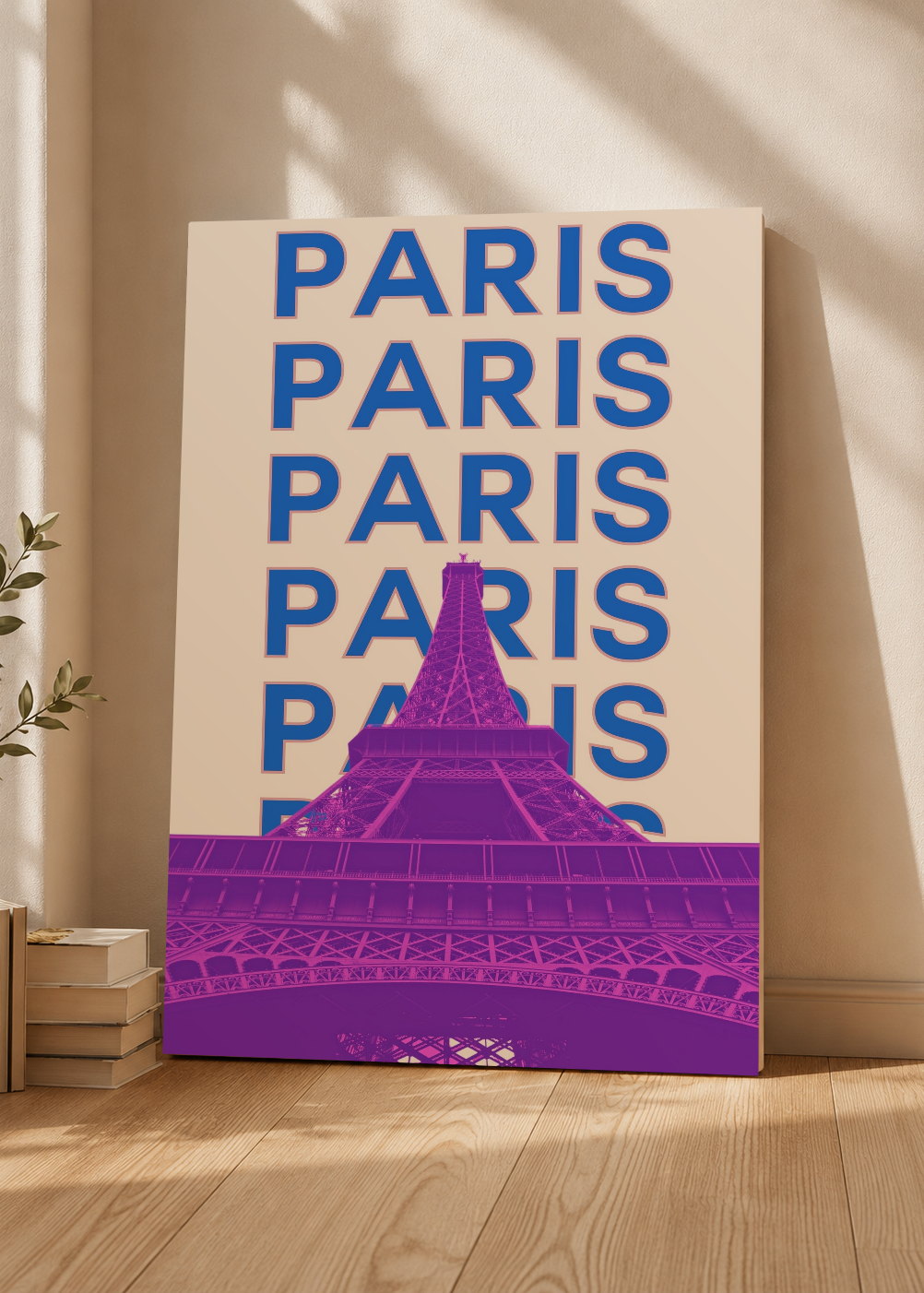 Cuadro Decorativo Mural Sin Marco 5mm - Travel, París Torre Eiffel, Francia, Violeta