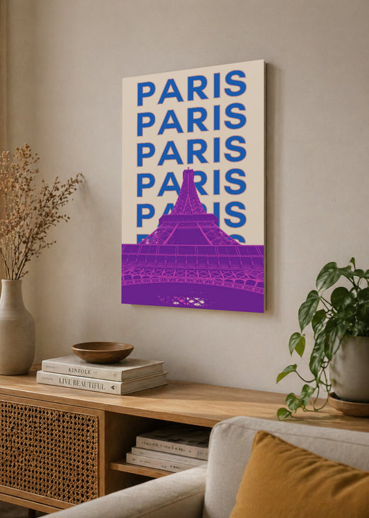 Cuadro Decorativo Mural Sin Marco 5mm - Travel, París Torre Eiffel, Francia, Violeta