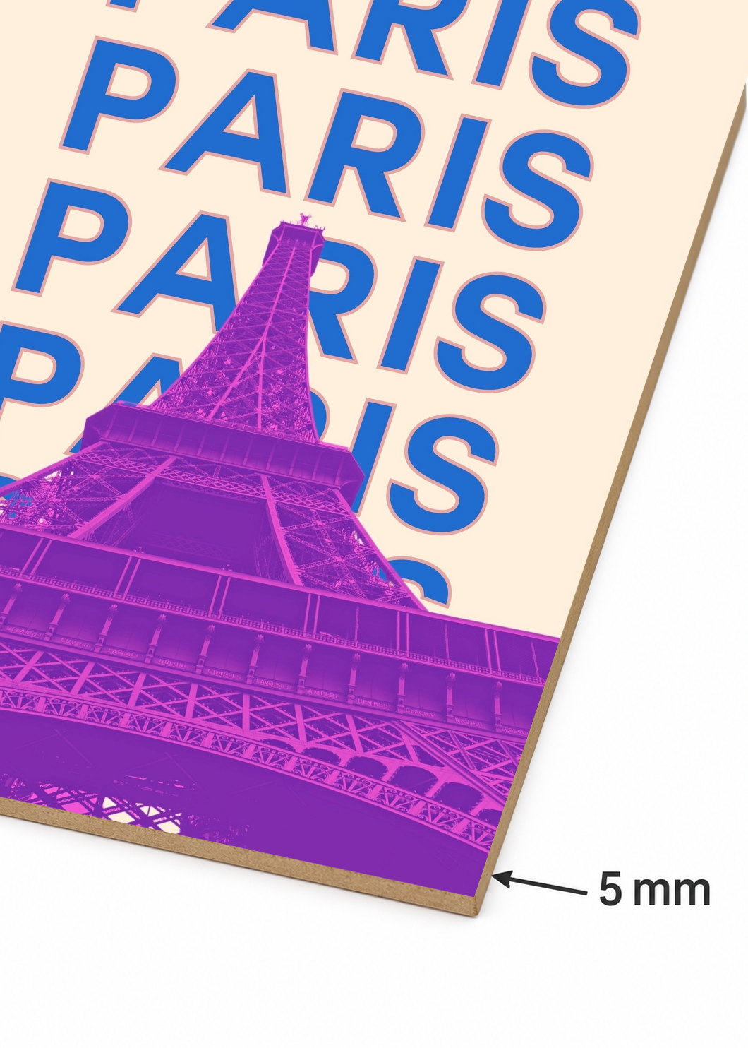 Cuadro Decorativo Mural Sin Marco 5mm - Travel, París Torre Eiffel, Francia, Violeta