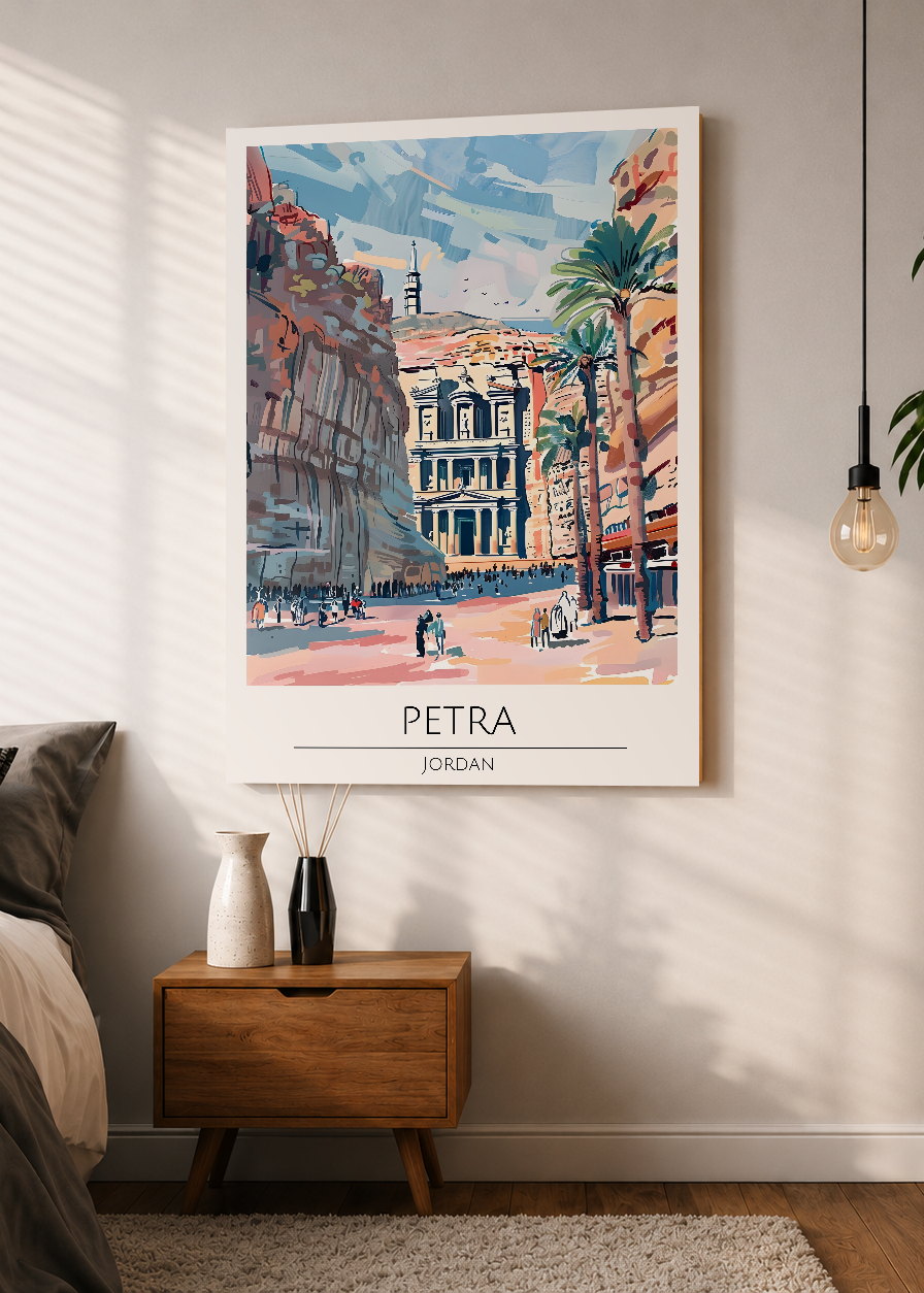 Cuadro Decorativo Mural Sin Marco 5mm - Travel, Petra, Jordania, Ilustración Ruinas