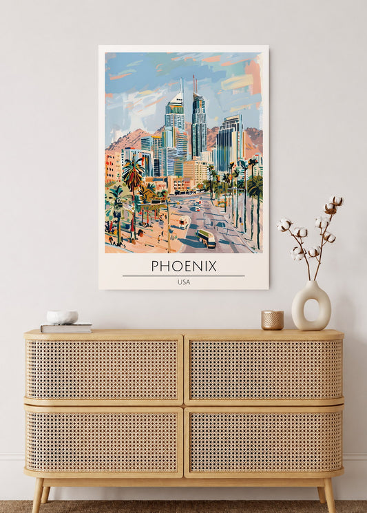 Cuadro Decorativo Mural Sin Marco 5mm - Travel, Phoenix, USA, Ilustración Ciudad