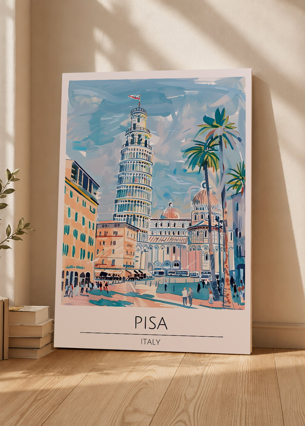 Cuadro Decorativo Mural Sin Marco 5mm - Travel, Pisa, Italia, Ilustración Torre