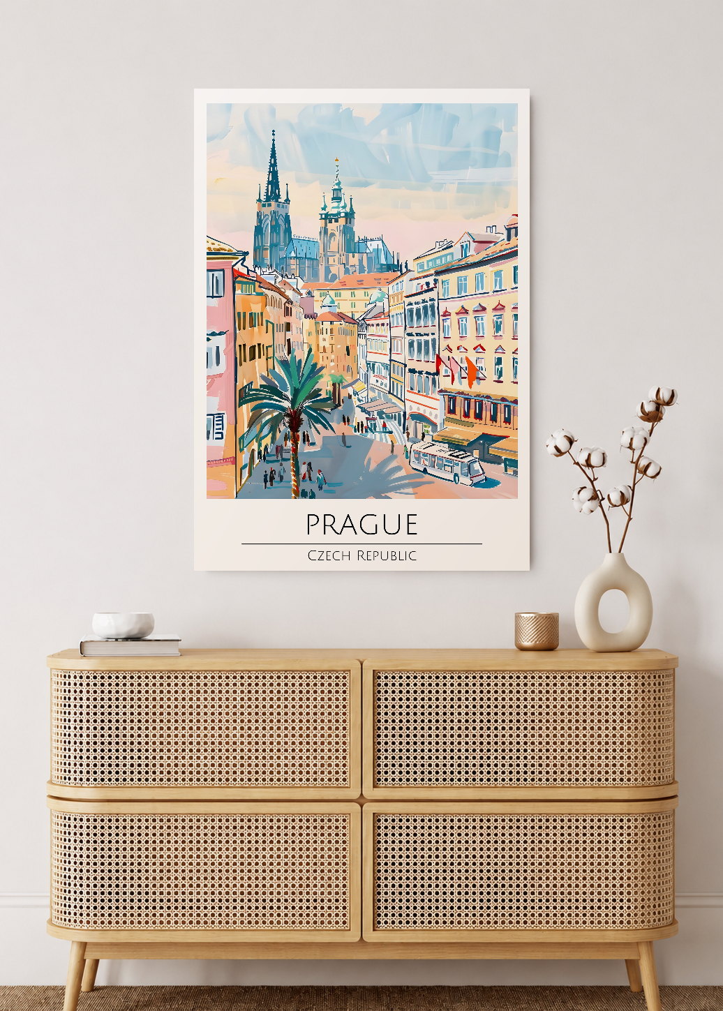 Cuadro Decorativo Mural Sin Marco 5mm - Travel, Praga, Chequia, Ilustración Castillo