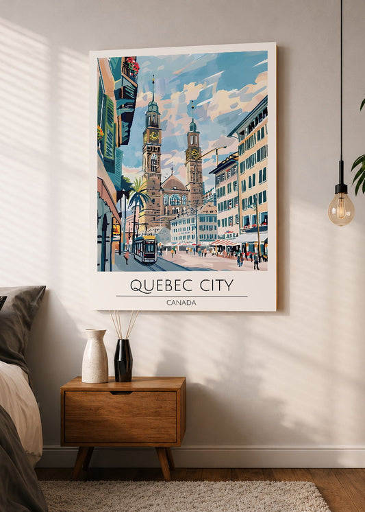 Cuadro Decorativo Mural Sin Marco 5mm - Travel, Quebec Canada, Ilustración Ciudad