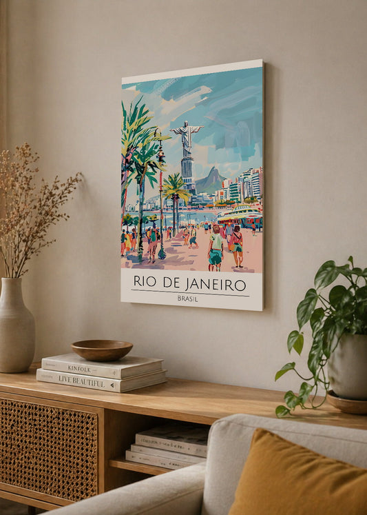 Cuadro Decorativo Mural Sin Marco 5mm - Travel, Río de Janeiro, Brasil, Ilustración Corcovado
