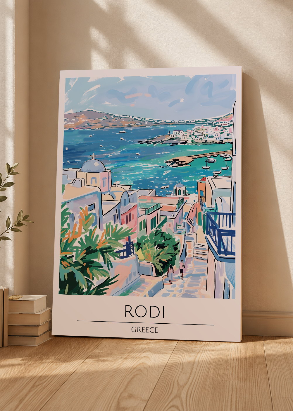 Cuadro Decorativo Mural Sin Marco 5mm - Travel, Rodas, Grecia, Ilustración Costa