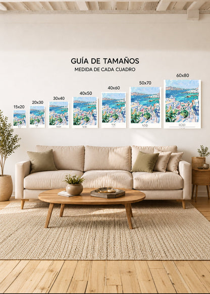 Cuadro Decorativo Mural Sin Marco 5mm - Travel, Rodas, Grecia, Ilustración Costa